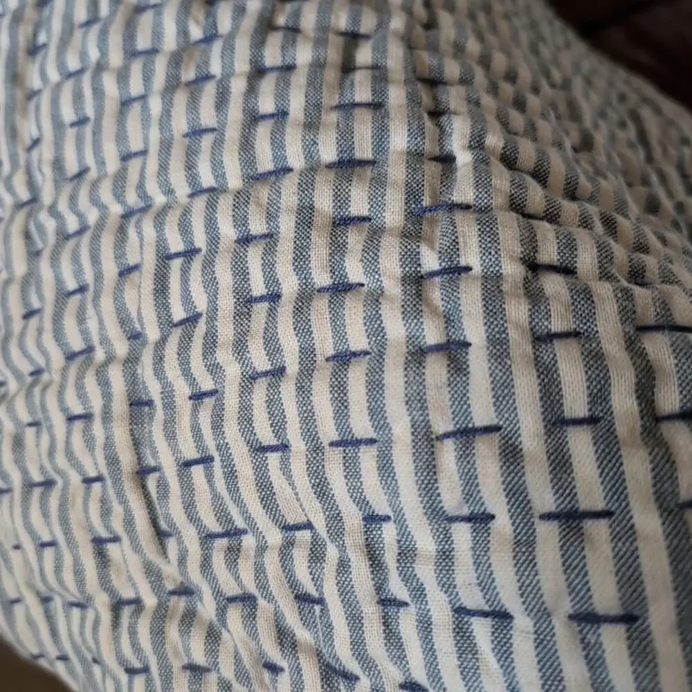 Pottery Barn Pick-Stich Striped Quilted Pillow Sham Linen-Cotton Standard